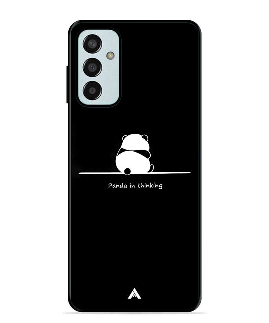 Thinking Panda Metal Back Cover Phone Case for Samsung Galaxy M13 4G
