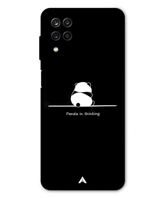 Thinking Panda Metal Back Cover Phone Case for Samsung Galaxy M32 4G