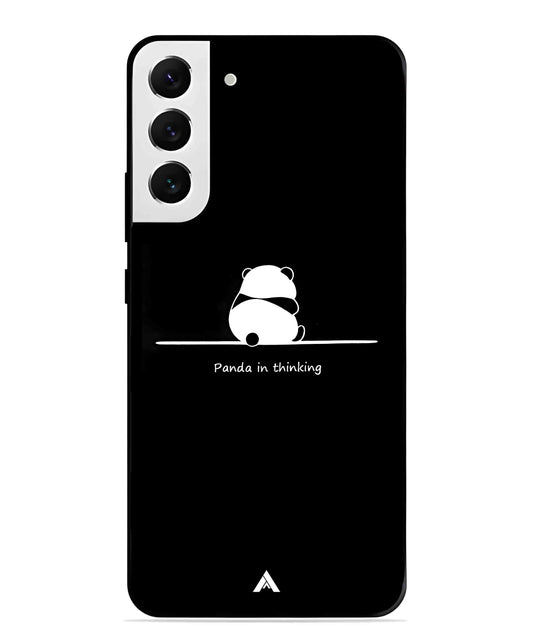 Thinking Panda Metal Back Cover Phone Case for Samsung Galaxy S22 Plus