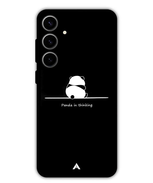 Thinking Panda Metal Back Cover Phone Case for Samsung Galaxy S23 Plus
