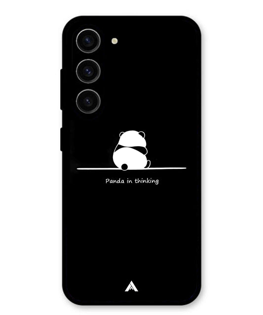 Thinking Panda Metal Back Cover Phone Case for Samsung Galaxy S24