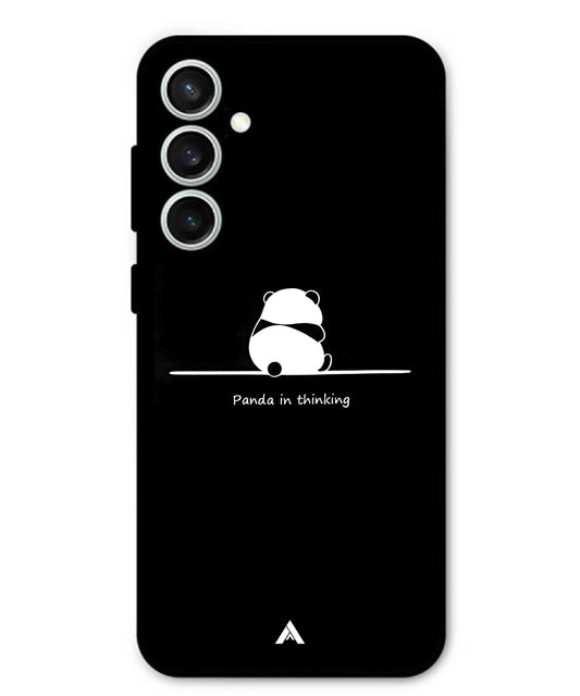 Thinking Panda Metal Back Cover Phone Case for Samsung Galaxy S24 Fe