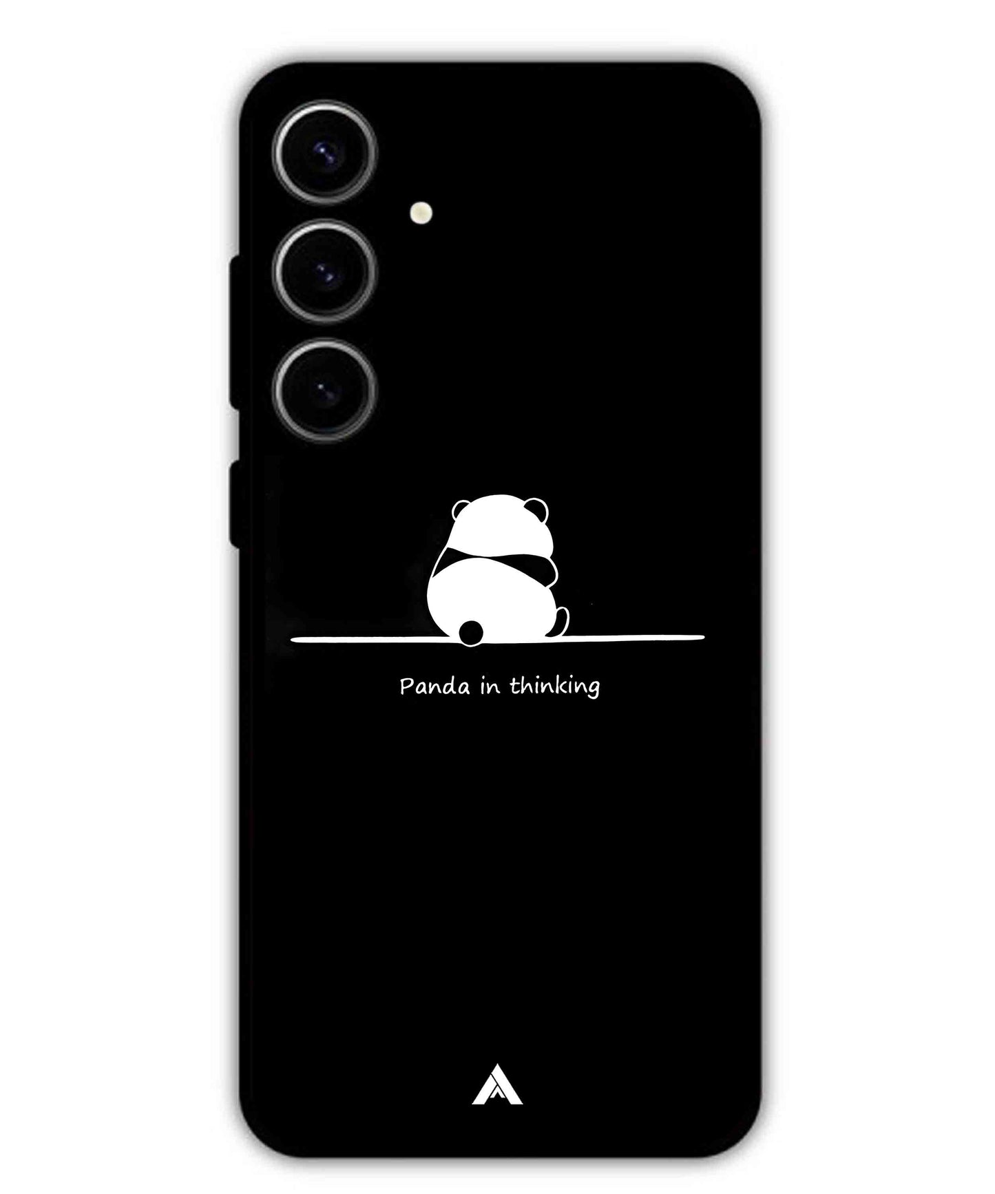 Thinking Panda Metal Back Cover Phone Case for Samsung Galaxy S24 Plus
