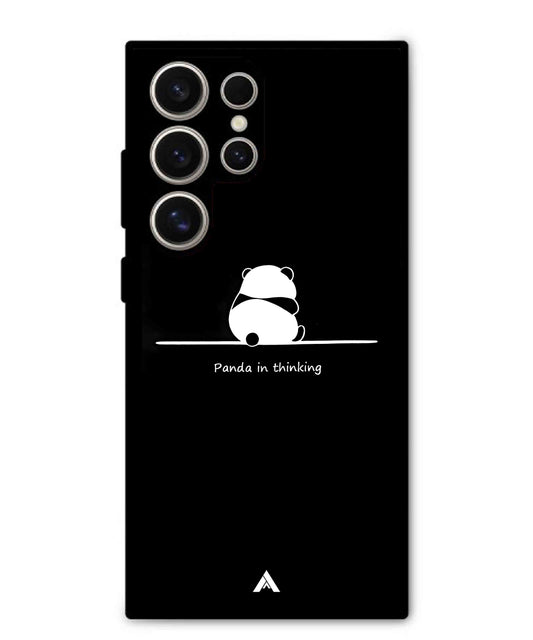 Thinking Panda Metal Back Cover Phone Case for Samsung Galaxy S24 Ultra