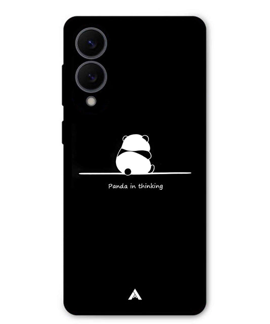 Thinking Panda Metal Back Cover Phone Case for Samsung Galaxy S25 Edge