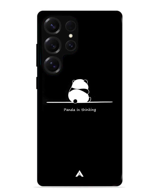 Thinking Panda Metal Back Cover Phone Case for Samsung Galaxy S25 Ultra