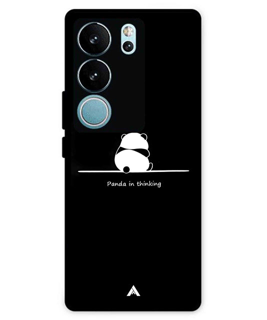 Thinking Panda Metal Back Cover Phone Case for Vivo v29 Pro