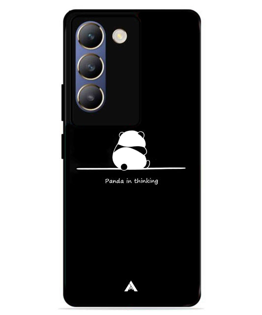 Thinking Panda Metal Back Cover Phone Case for Vivo v30 Lite