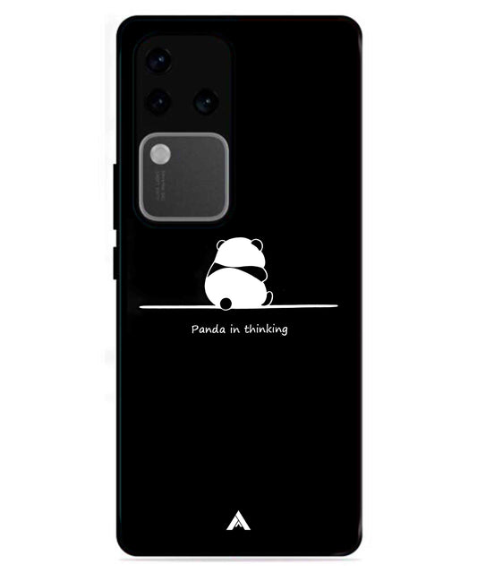 Thinking Panda Metal Back Cover Phone Case for Vivo v30 Pro
