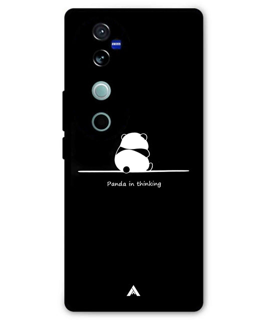 Thinking Panda Metal Back Cover Phone Case for Vivo v40 Pro