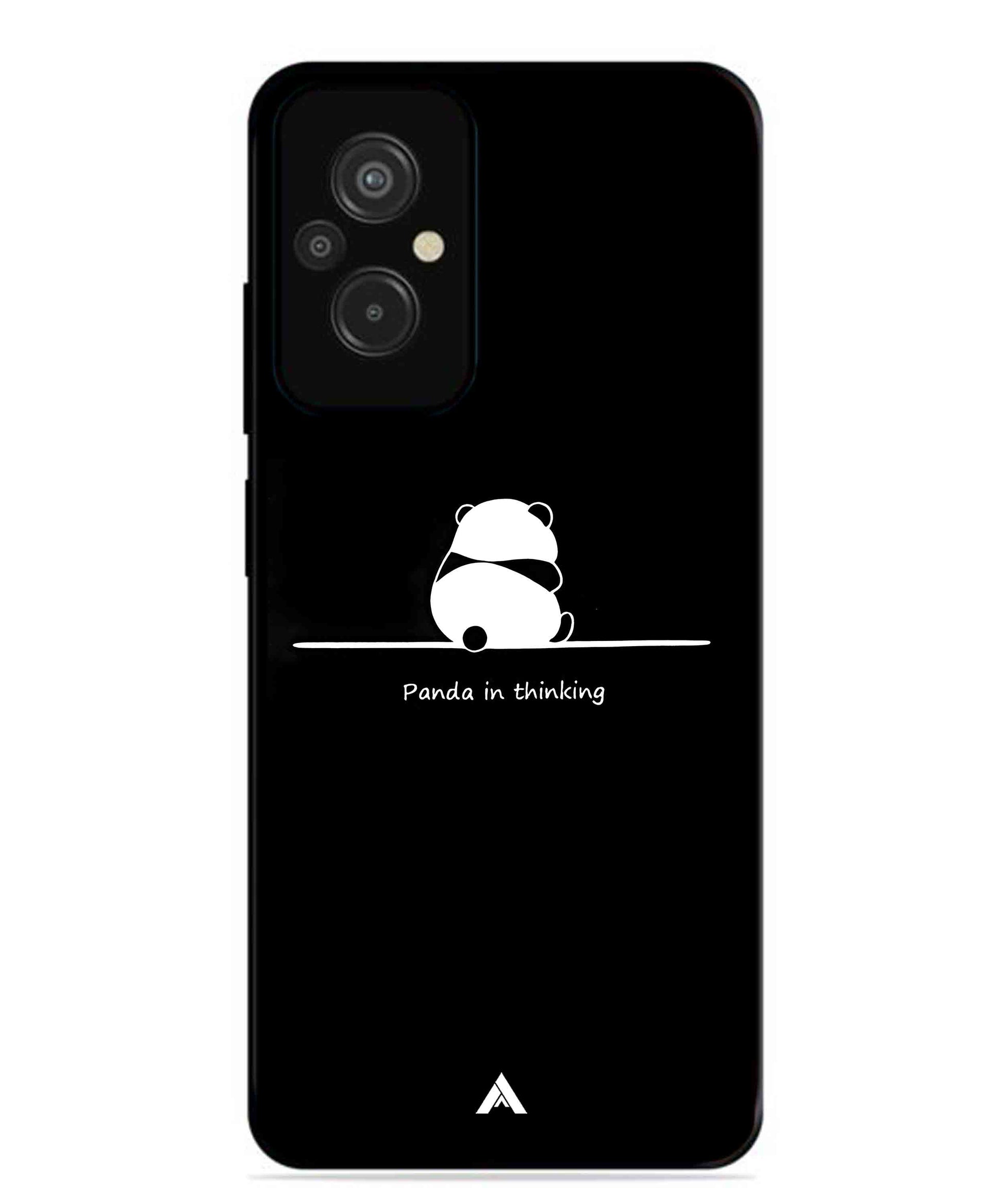 Thinking Panda Metal Back Cover Phone Case for Xiaomi Redmi 11 Prime 4G