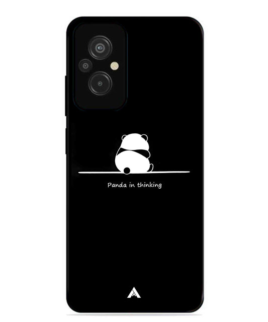 Thinking Panda Metal Back Cover Phone Case for Xiaomi Redmi 11 Prime 4G