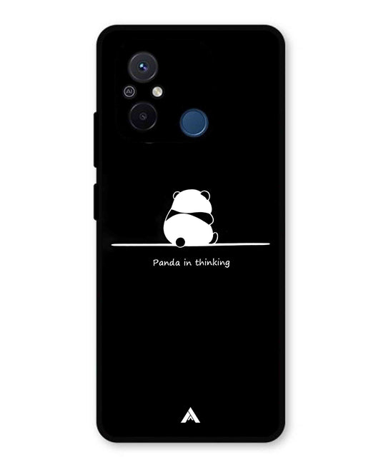 Thinking Panda Metal Back Cover Phone Case for Xiaomi Redmi 12C