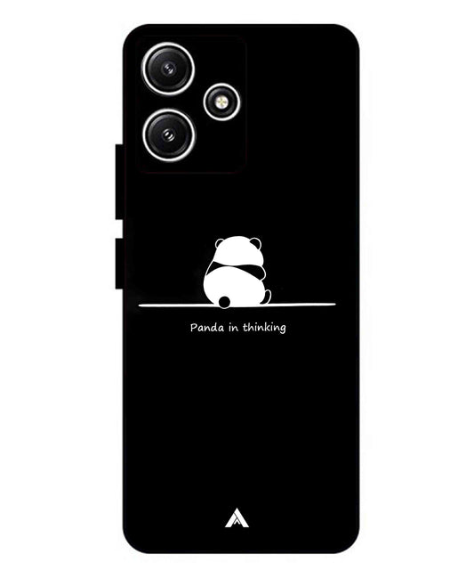Thinking Panda Metal Back Cover Phone Case for Xiaomi Redmi 12 5G