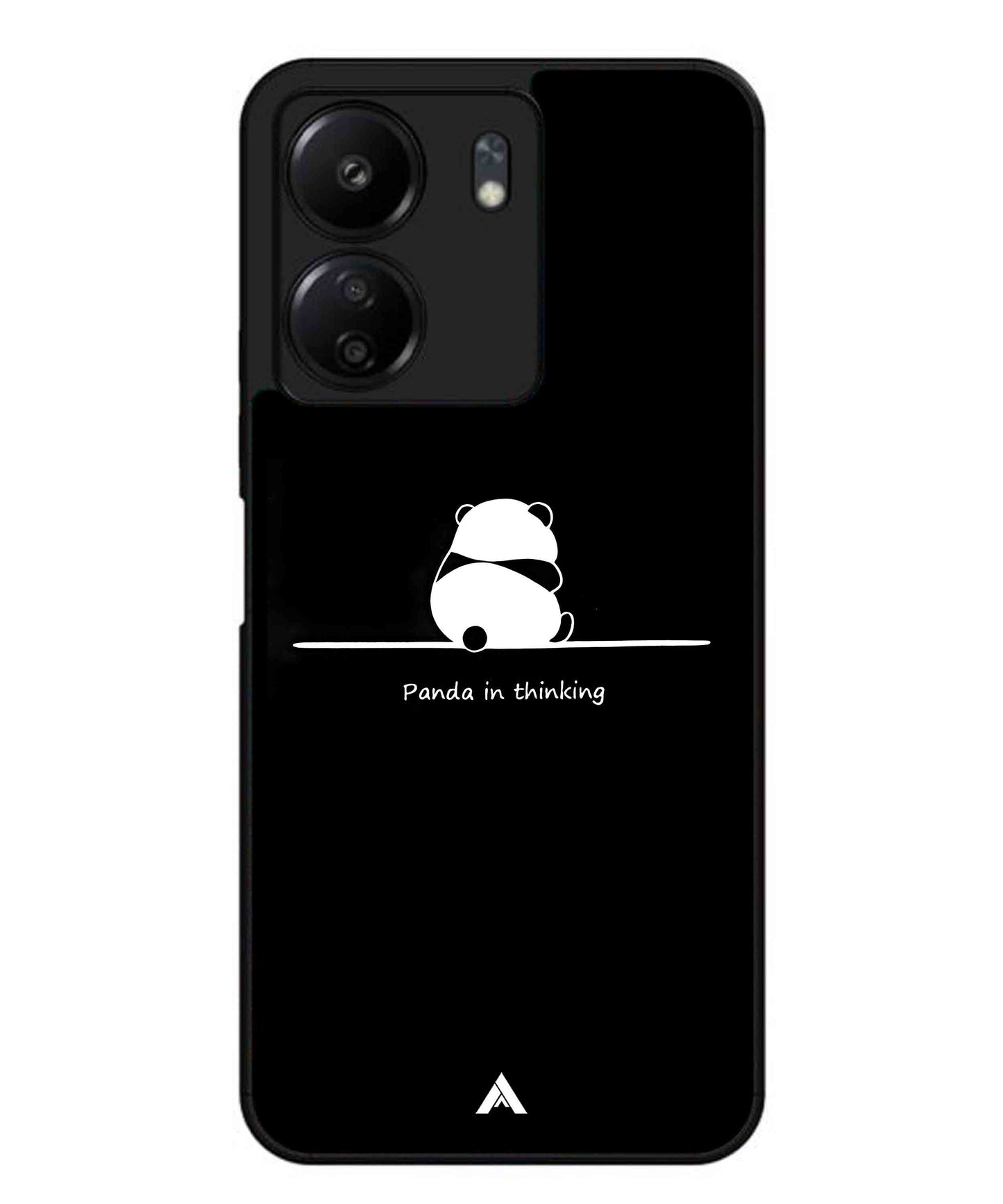 Thinking Panda Metal Back Cover Phone Case for Xiaomi Redmi 13C 4G
