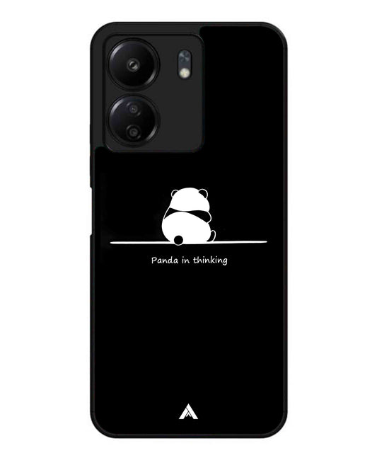 Thinking Panda Metal Back Cover Phone Case for Xiaomi Redmi 13C 4G