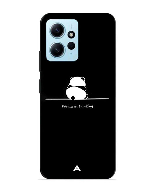 Thinking Panda Metal Back Cover Phone Case for Xiaomi Redmi Note 12 4G