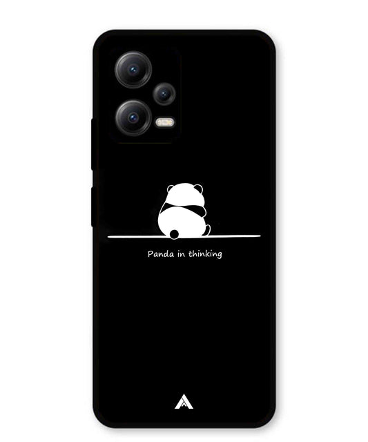 Thinking Panda Metal Back Cover Phone Case for Xiaomi Redmi Note 12 5G