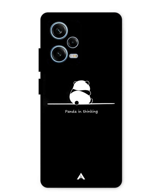 Thinking Panda Metal Back Cover Phone Case for Xiaomi Redmi Note 12 Pro Plus
