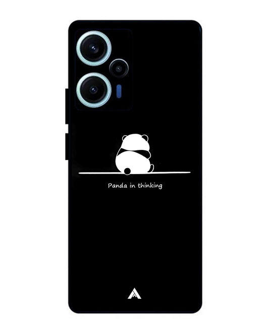 Thinking Panda Metal Back Cover Phone Case for Xiaomi Redmi Note 12 Turbo