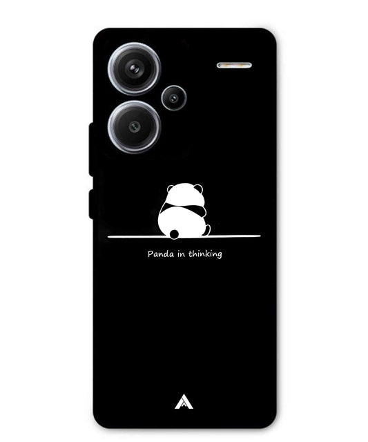 Thinking Panda Metal Back Cover Phone Case for Xiaomi Redmi Note 13 Pro Plus