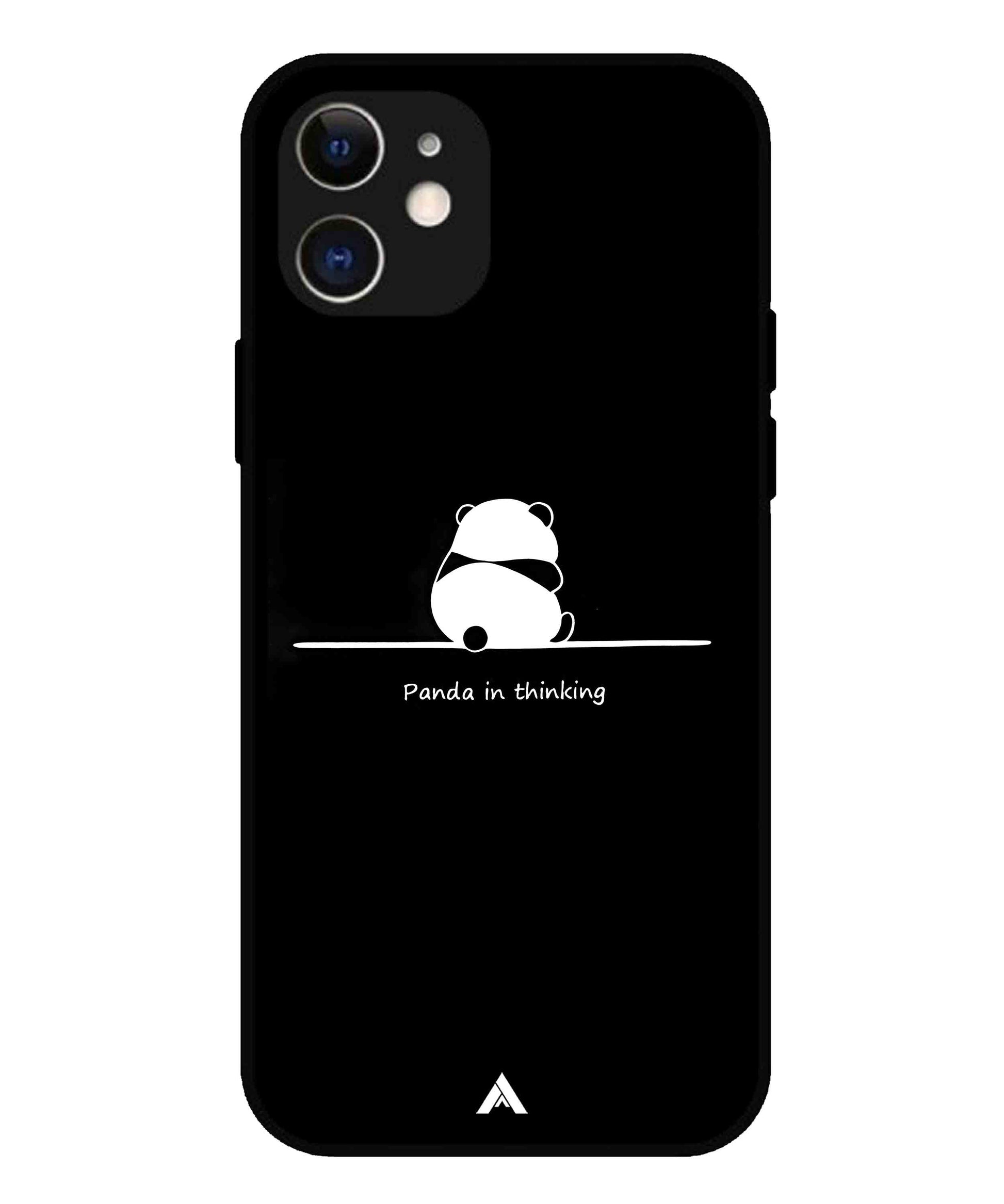 Thinking Panda Metal Back Cover Phone Case for iPhone 12