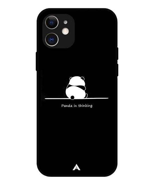 Thinking Panda Metal Back Cover Phone Case for iPhone 12