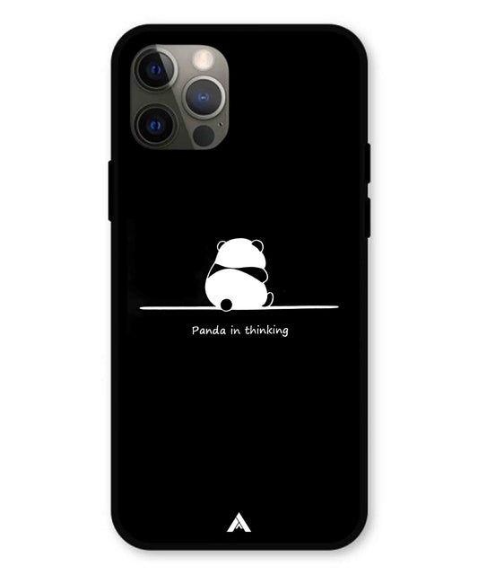 Thinking Panda Metal Back Cover Phone Case for iPhone 12 Pro