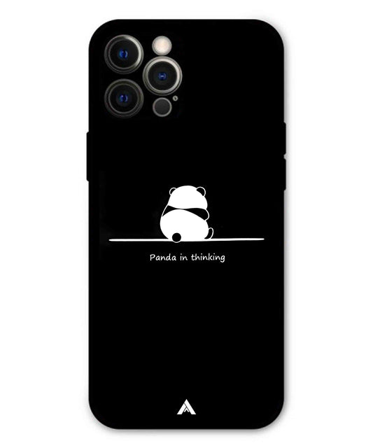 Thinking Panda Metal Back Cover Phone Case for iPhone 12 Pro Max