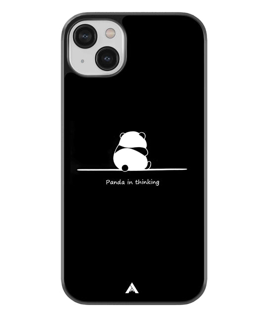 Thinking Panda Metal Back Cover Phone Case for iPhone 13