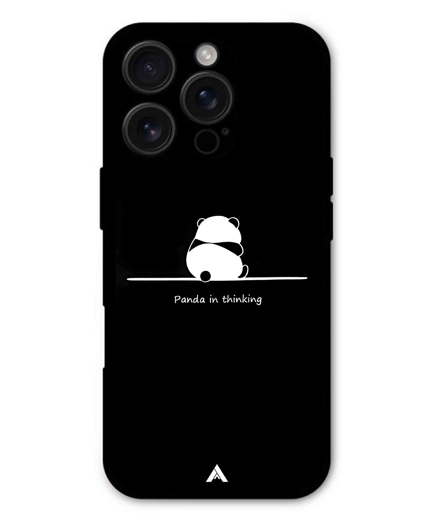Thinking Panda Metal Back Cover Phone Case for iPhone 14 Pro