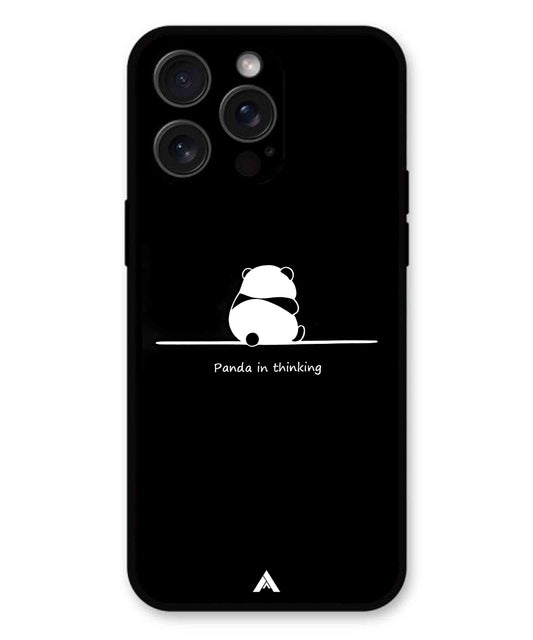 Thinking Panda Metal Back Cover Phone Case for iPhone 14 Pro Max