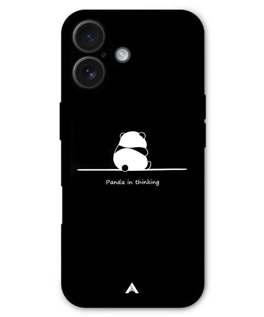 Thinking Panda Metal Back Cover Phone Case for iPhone 16