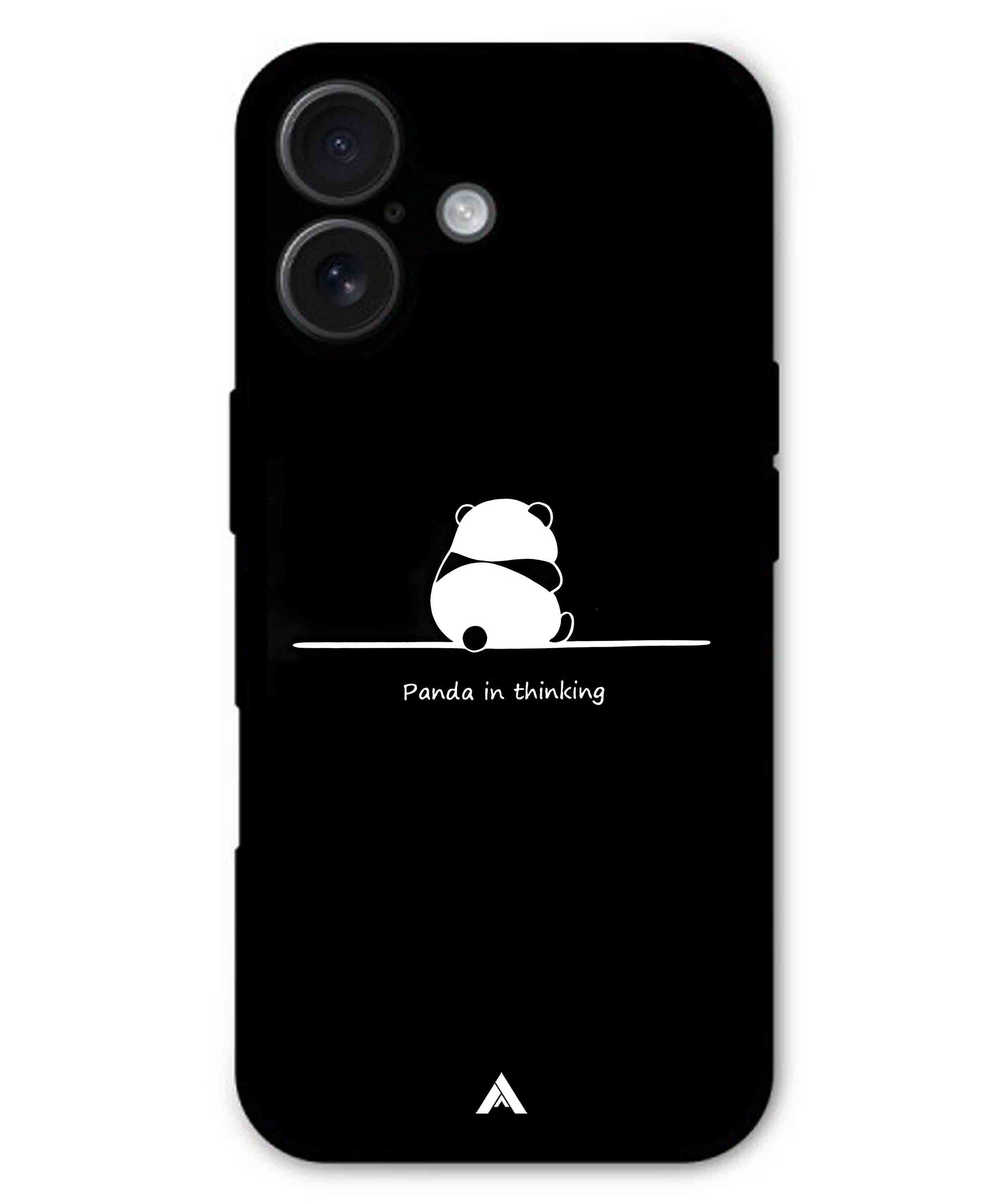 Thinking Panda Metal Back Cover Phone Case for iPhone 16 Plus
