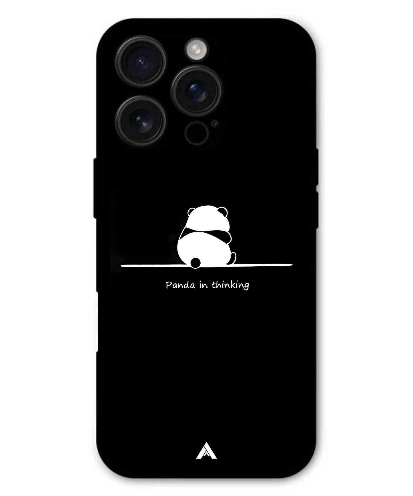 Thinking Panda Metal Back Cover Phone Case for iPhone 16 Pro