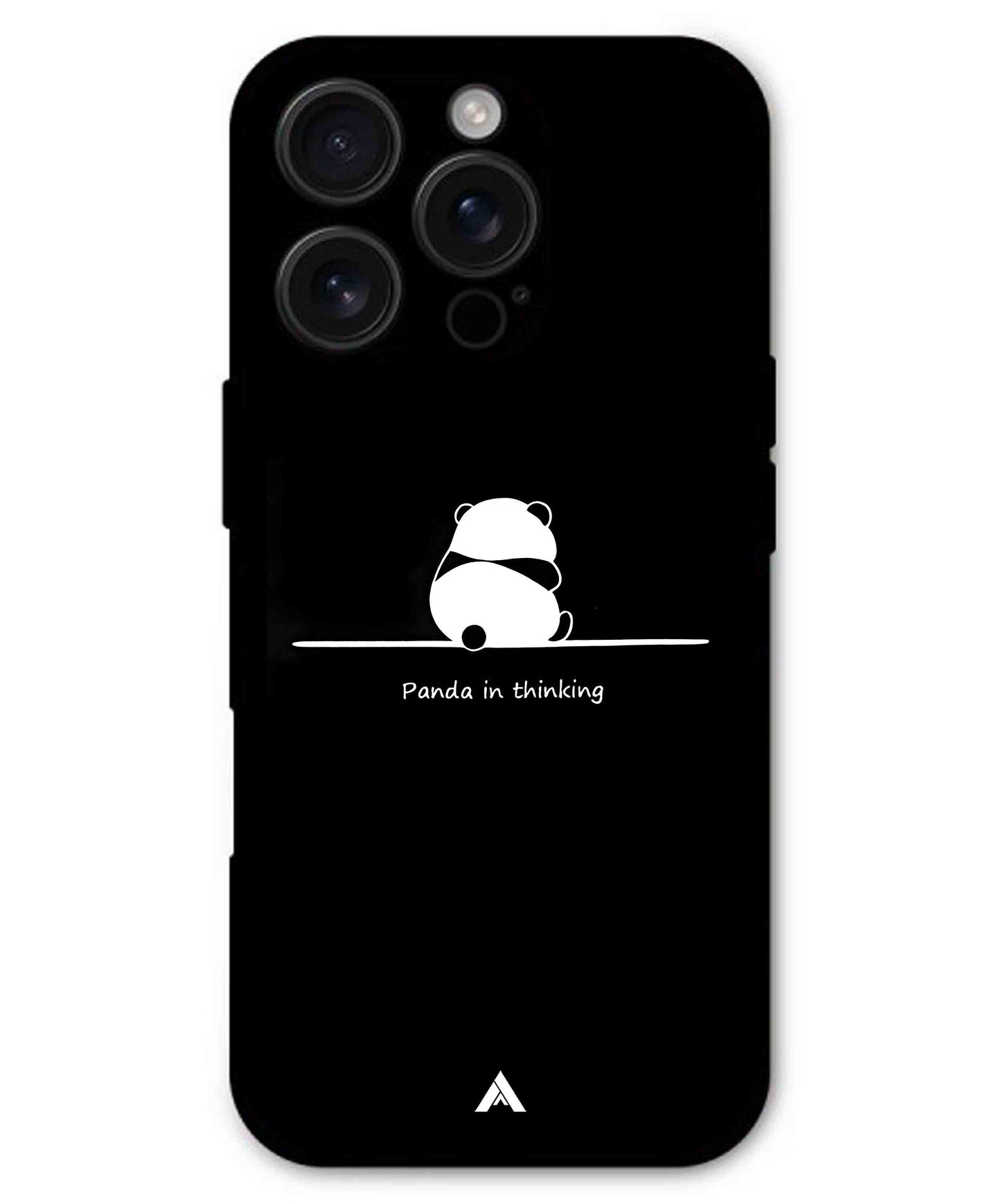 Thinking Panda Metal Back Cover Phone Case for iPhone 16 ProMax
