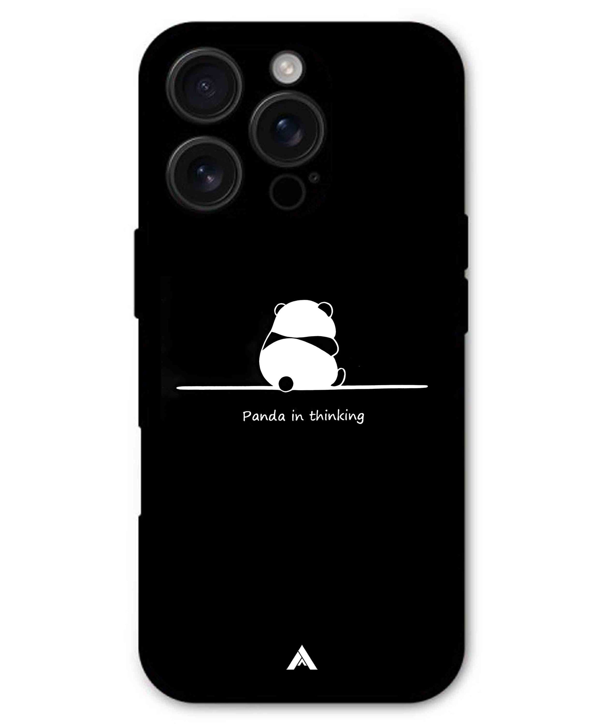 Thinking Panda Metal Back Cover Phone Case for iPhone 16 ProMax