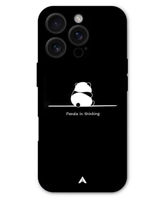 Thinking Panda Metal Back Cover Phone Case for iPhone 16 ProMax