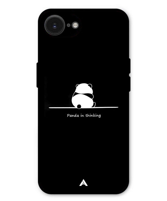 Thinking Panda Metal Back Cover Phone Case for iPhone 16e
