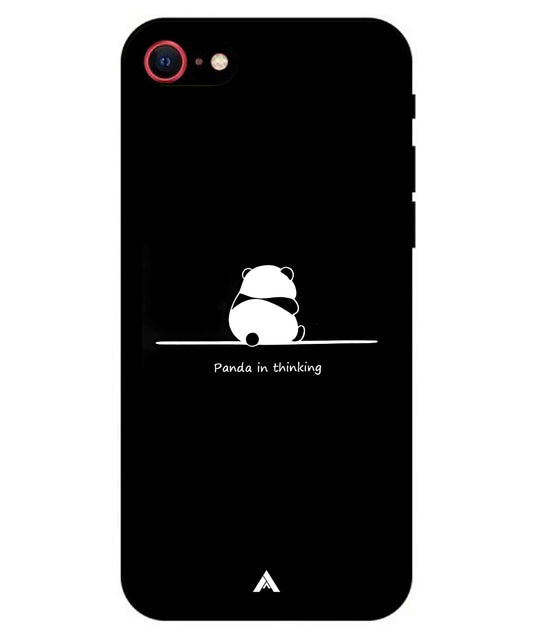Thinking Panda Metal Back Cover Phone Case for iPhone 8