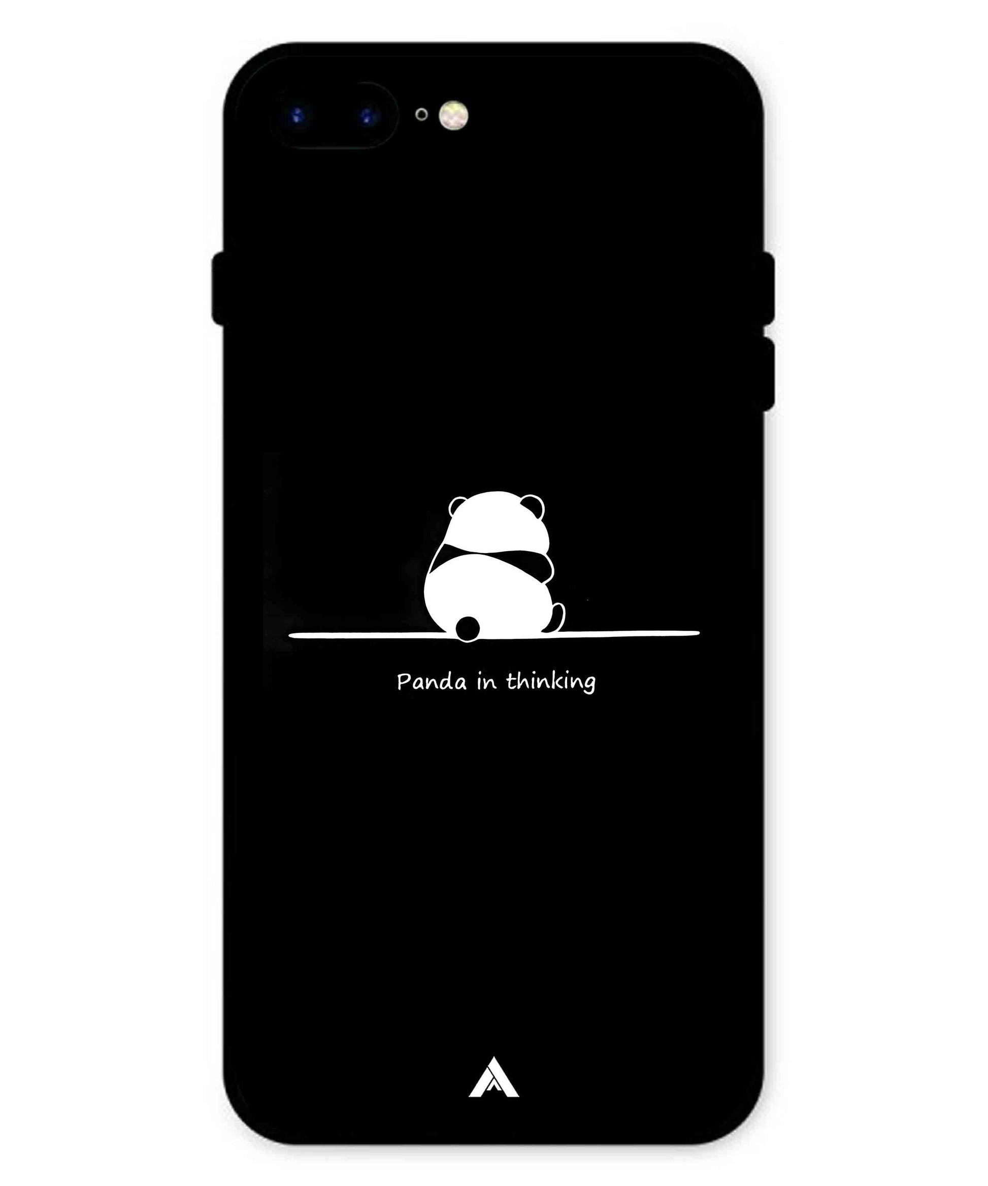 Thinking Panda Metal Back Cover Phone Case for iPhone 8 Plus