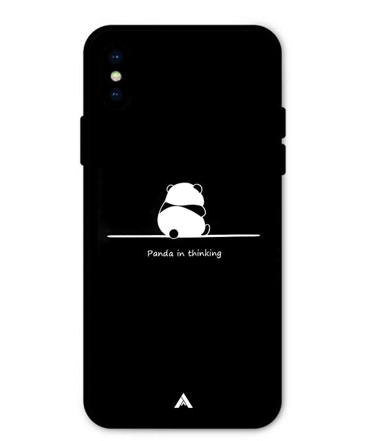 Thinking Panda Metal Back Cover Phone Case for iPhone X