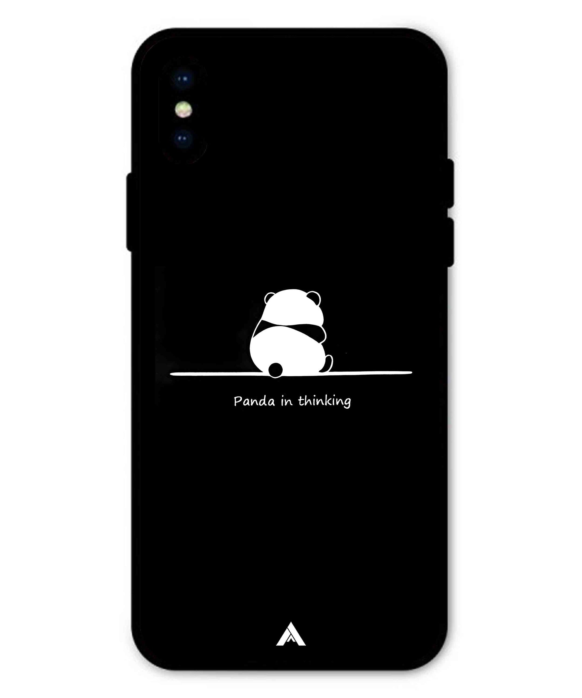 Thinking Panda Metal Back Cover Phone Case for iPhone Xs