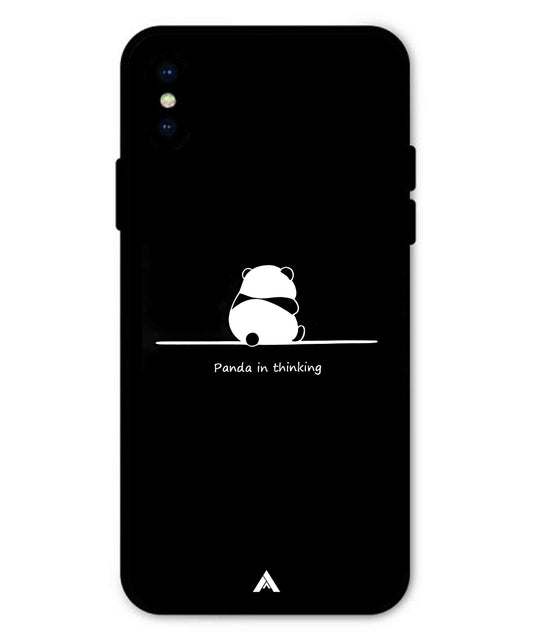 Thinking Panda Metal Back Cover Phone Case for iPhone Xs