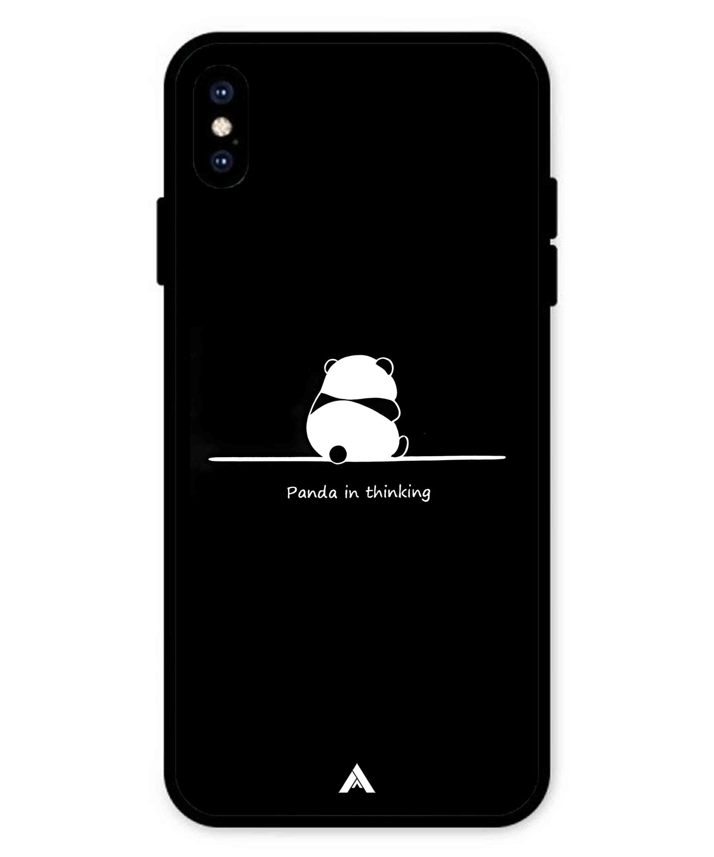 Thinking Panda Metal Back Cover Phone Case for iPhone Xs Max