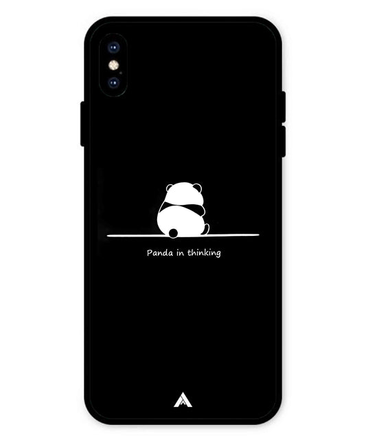 Thinking Panda Metal Back Cover Phone Case for iPhone Xs Max