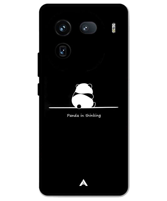 Thinking Panda Metal Back Cover Phone Case for iQOO 12