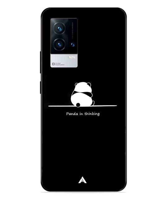 Thinking Panda Metal Back Cover Phone Case for iQOO 8