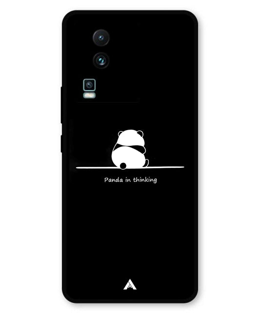 Thinking Panda Metal Back Cover Phone Case for iQOO Neo 7 Pro