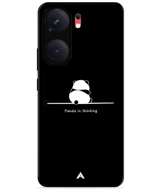 Thinking Panda Metal Back Cover Phone Case for iQOO Neo 9 Pro